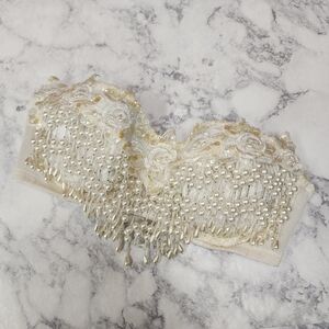Vintage Pearl Fringe Bra Top Bustier
